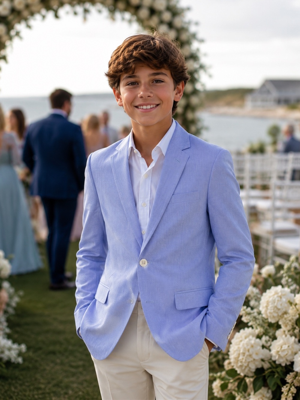 NWT Tommy Hilfiger Boys Blue Oxford Suit Jacket Blazer Sport Coat Wedding Formal